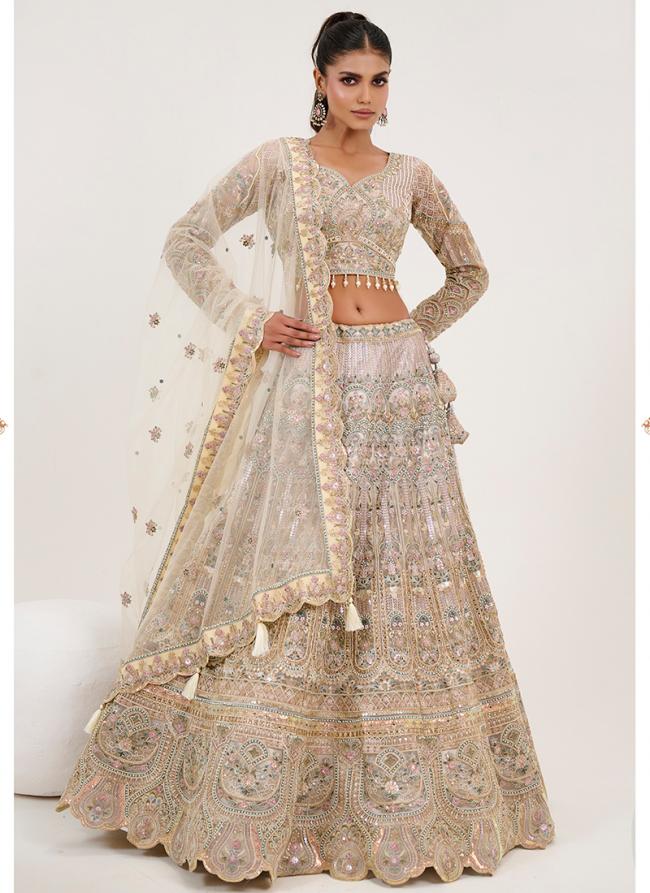 Net Multi Color Bridal Wear Embroidery Work Ready To Wear Lehenga Choli